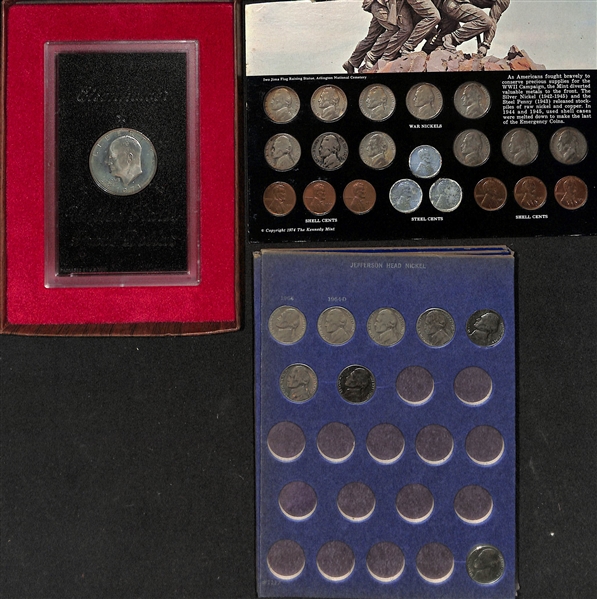  Assortment of 1831-1971 US Coins Including Large Cents, Buffalo Nickels, & Eisenhower Coins 